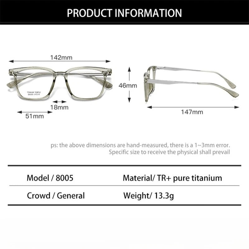 Vicky Unisex Full Rim Square Tr 90 Titanium Reading Glasses 638005