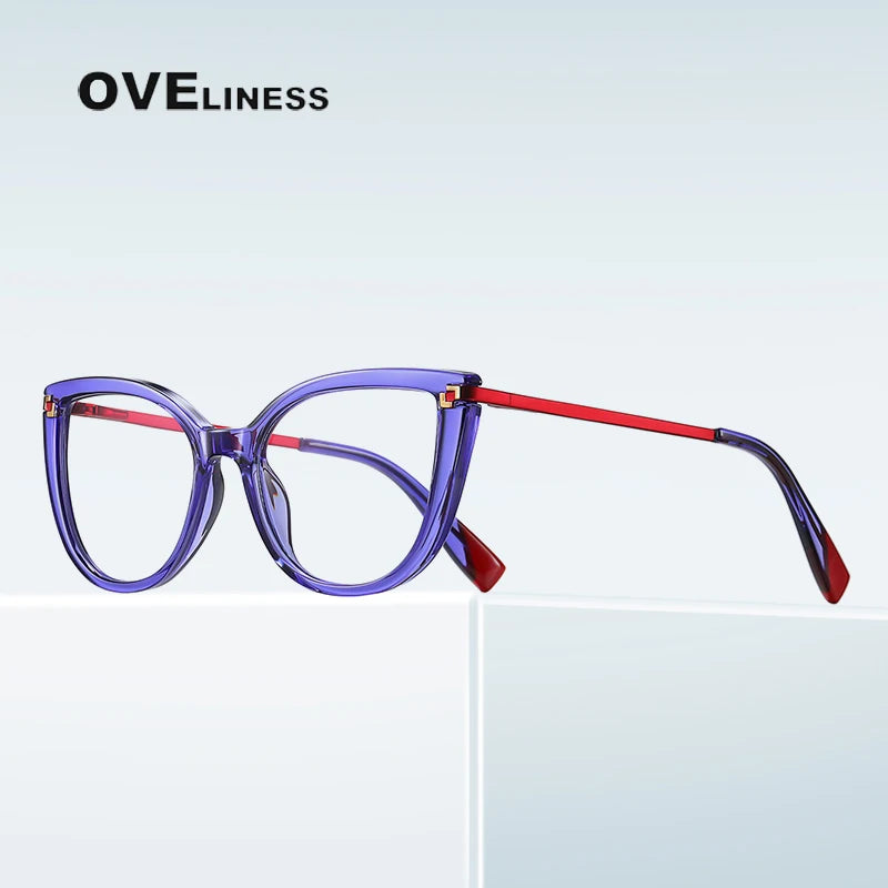 Oveliness Women's Full Rim Cat Eye Tr 90 Titanium Eyeglasses 2128 Full Rim Oveliness   