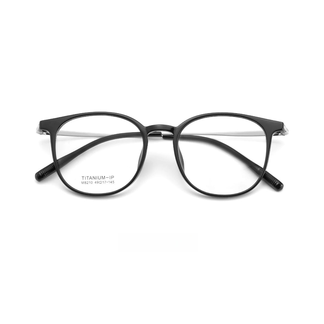 Yimaruili Unisex Full Rim Square Tr 90 Titanium Eyeglasses 8210 Full Rim Yimaruili Eyeglasses Black Silver C1  