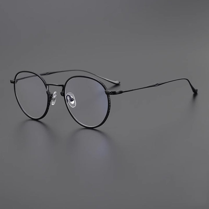 Gatenac Unisex Full Rim Irregular Round Titanium Eyeglasses Gxyj1061 Full Rim Gatenac Black  
