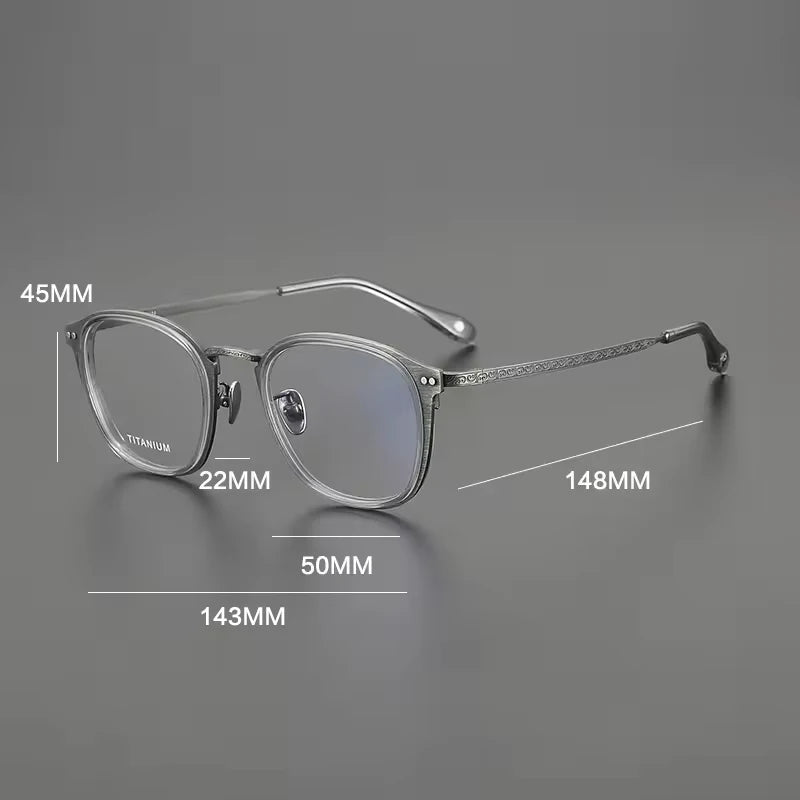 Gatenac Unisex Full Rim Square Acetate Titanium Eyeglasses G8508