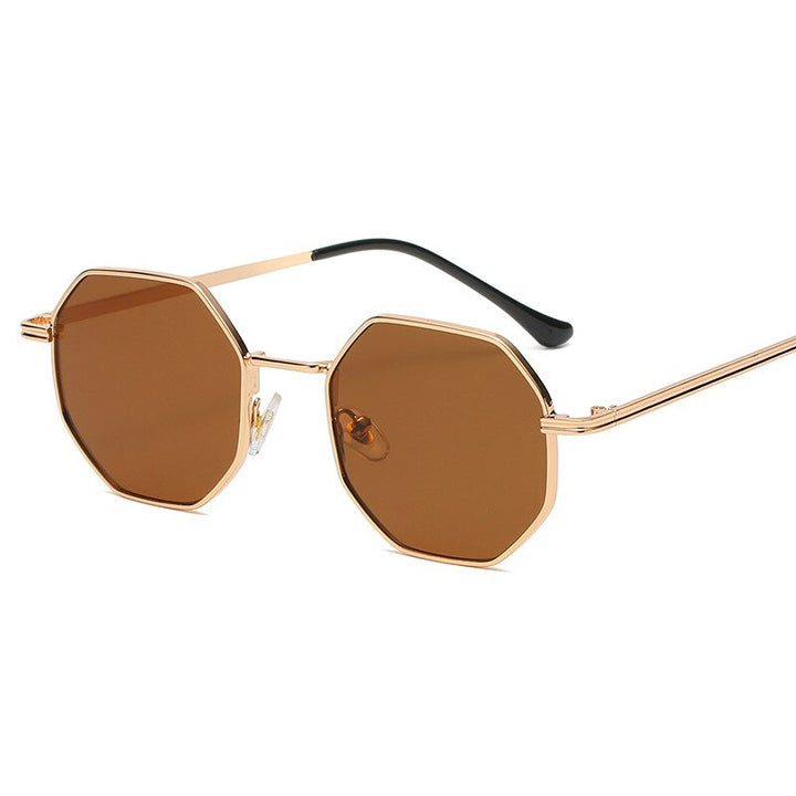 Zirosat Unisex Full Rim Polygon Alloy Uv400 Sunglasses Db59 Sunglasses Zirosat brown  