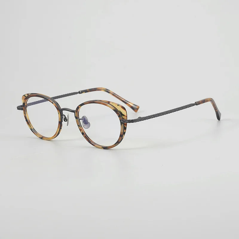 Hewei Unisex Full Rim Cat Eye Titanium Acetate Eyeglasses 549001