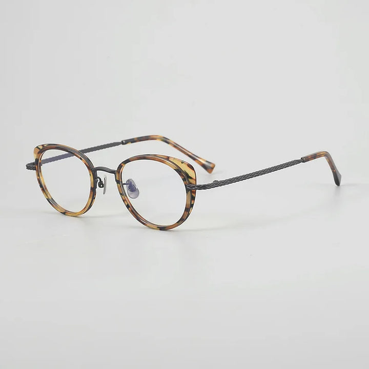 Hewei Unisex Full Rim Cat Eye Titanium Acetate Eyeglasses 549001