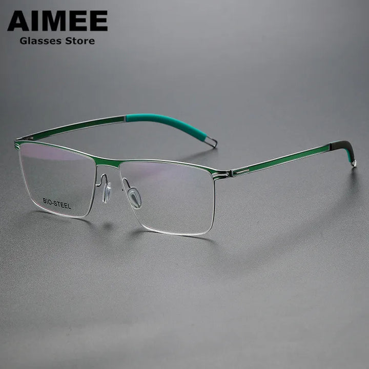 Aimee Unisex Full Rim Square Screwless Titanium Acetate Eyeglasses 22261 Full Rim Aimee   