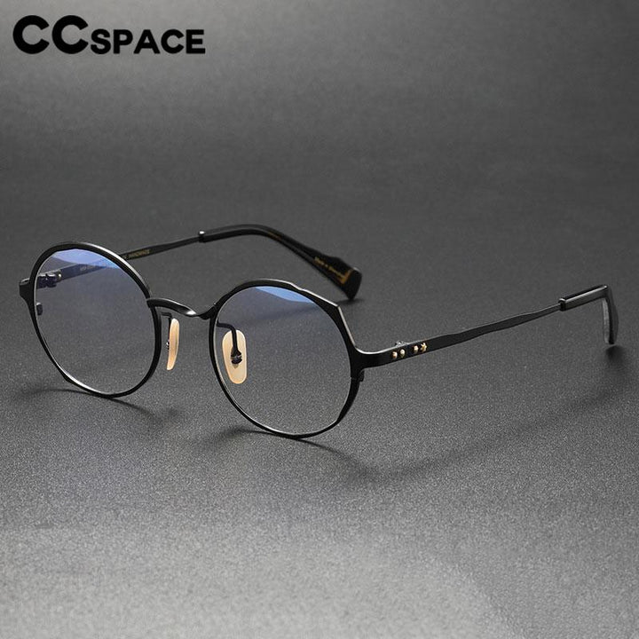 CCSpace Unisex Full Rim Irregular Round Titanium Eyeglasses 56614 Full Rim CCspace   