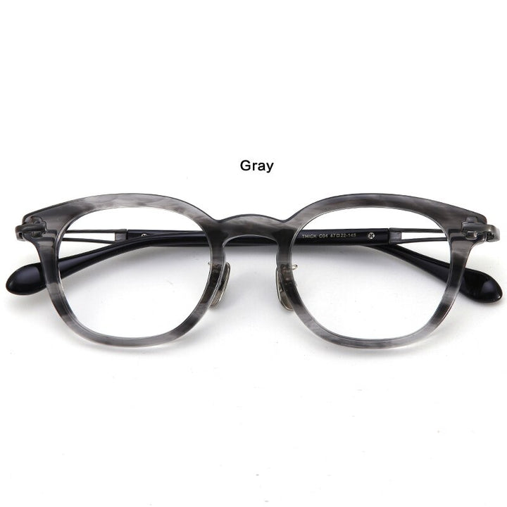 Muzz Men's Full Rim Square Acetate Titanium Eyeglasses Thick Full Rim Muzz Gray  