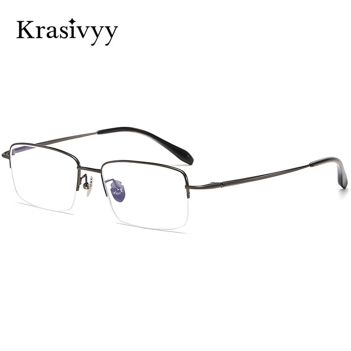 Krasivyy Men's Semi Rim Big Square Titanium Eyeglasses 316088