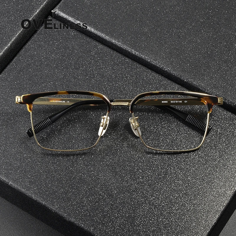 Oveliness Unisex Full Rim Square Titanium Acetate Eyeglasses 80985 Full Rim Oveliness   