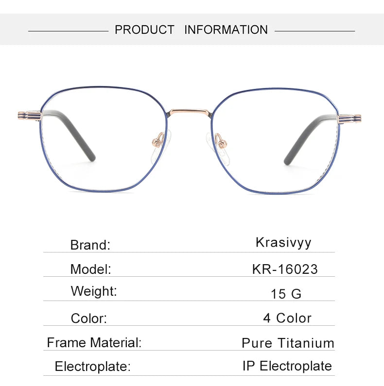 Krasivyy Women's Full Rim Flat Top Square Titanium Eyeglasses 16023 Full Rim Krasivyy