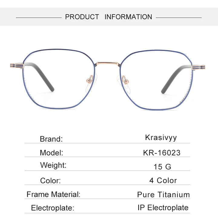 Krasivyy Women's Full Rim Flat Top Square Titanium Eyeglasses 16023 Full Rim Krasivyy