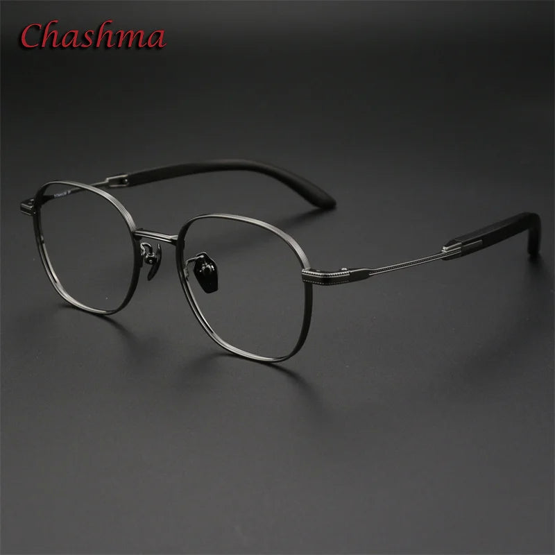 Chashma Ochki Men's Full Rim Square Titanium Rosewood Eyeglasses 2330 Full Rim Chashma Ochki Gray  