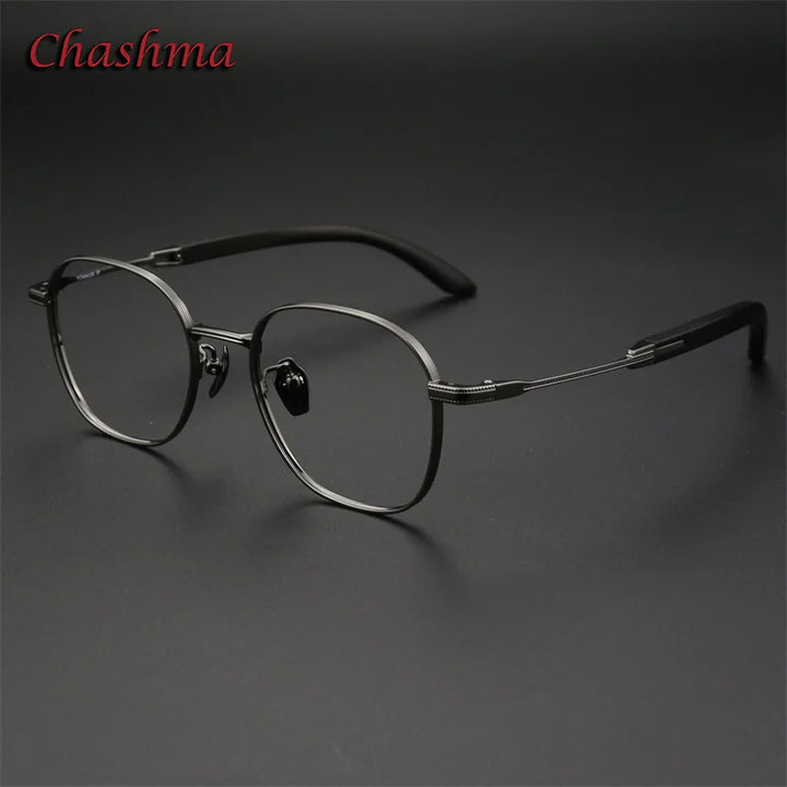 Chashma Ochki Women's Full Rim Square Titanium Wood Eyeglasses 23304