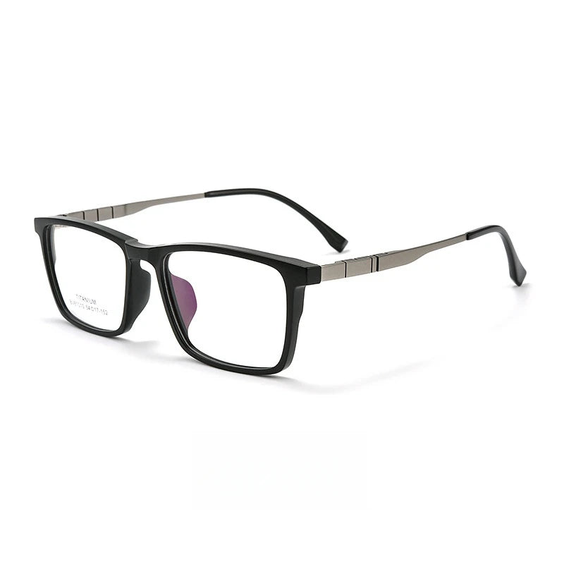 Yimaruili Men's Full Rim Square Tr 90 Titanium Eyeglasses Y61010 Full Rim Yimaruili Eyeglasses Matte Black Gun  