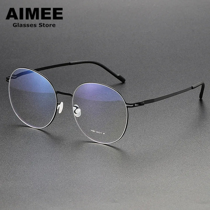 Aimee Women's Full Rim Round Screwless Stainless Steel Eyeglasses 19136