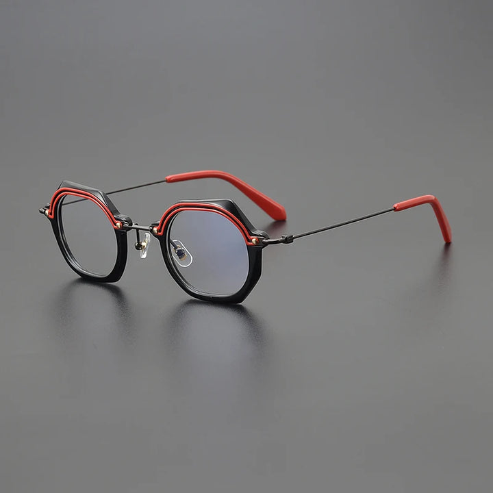 Nobler Unisex Full Rim Flat Top Round Titanium Acetate Eyeglasses P065 Full Rim Nobler C5  