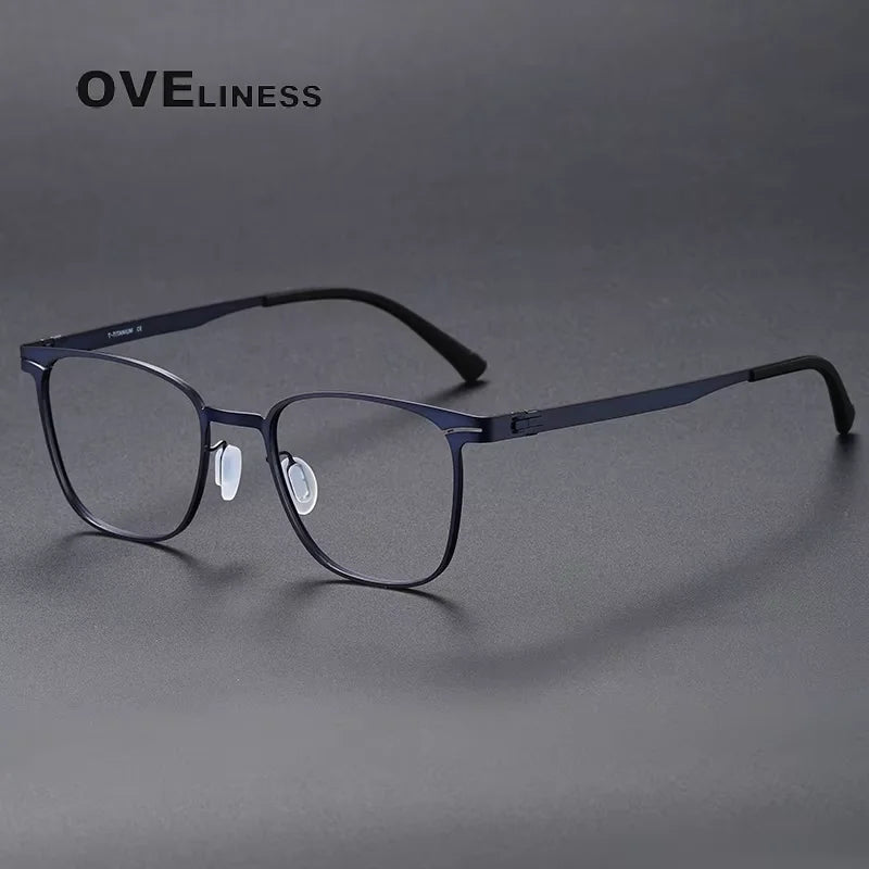 Oveliness Women's Full Rim Square Screwless Titanium Eyeglasses 80997 Full Rim Oveliness blue