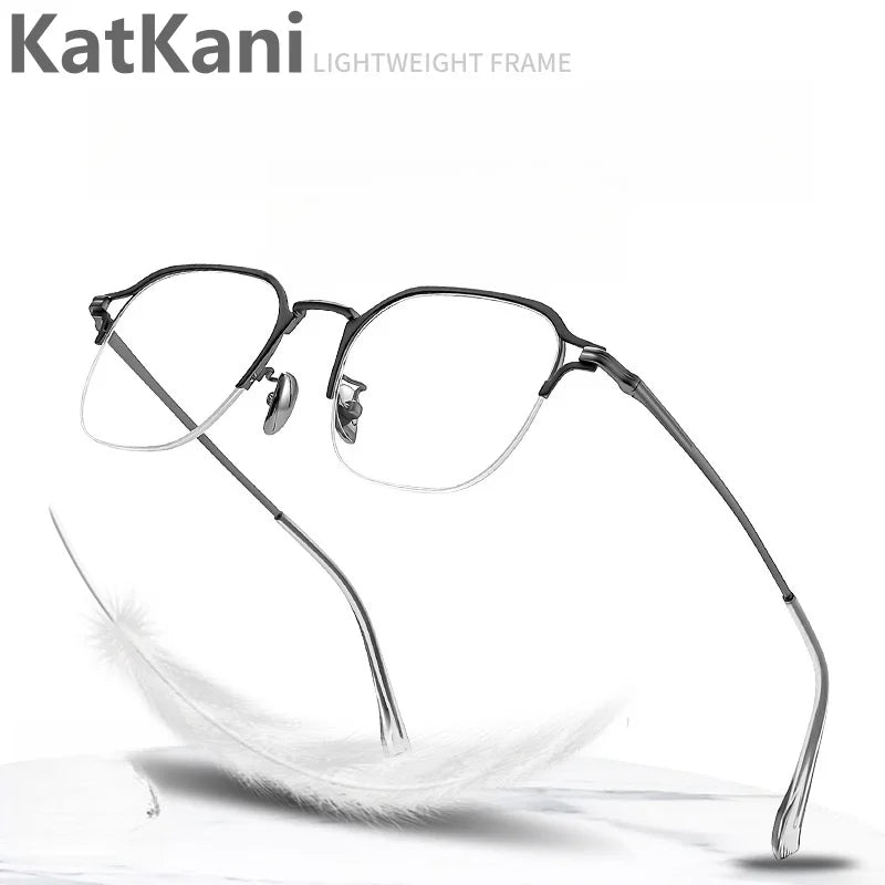 KatKani Men's Semi Rim Square Alloy Eyeglasses 6308 Semi Rim KatKani Eyeglasses   