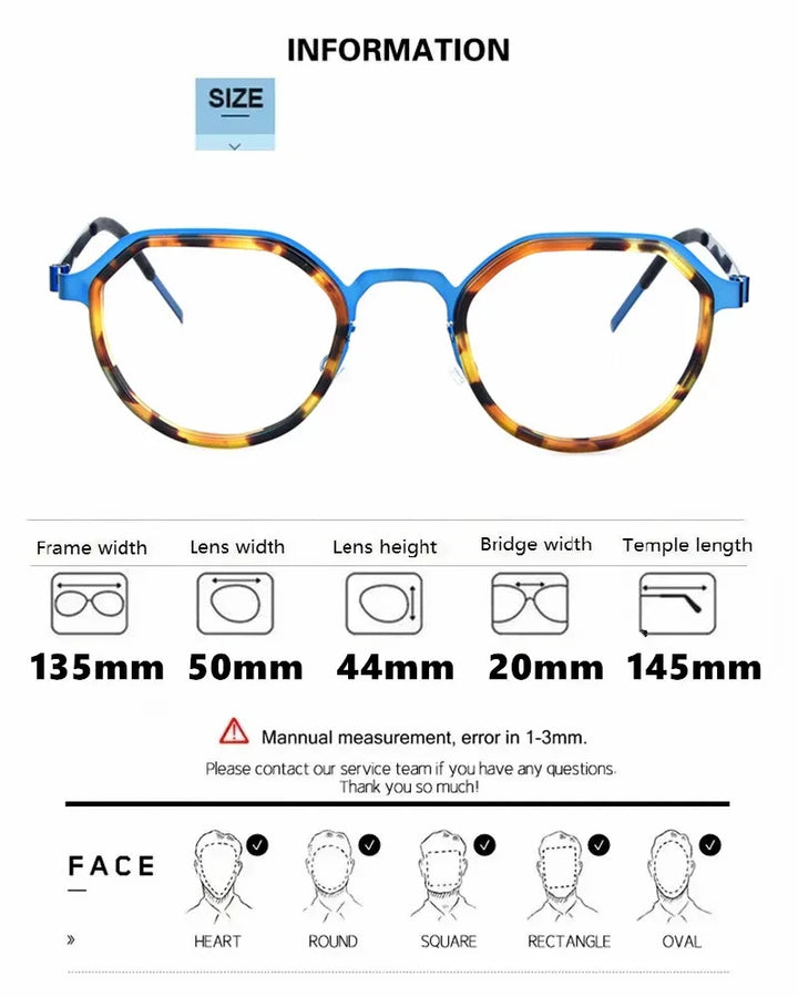 Bobbie Women's Full Rim Flat Top Round Titanium Acetate Eyeglasses 963069