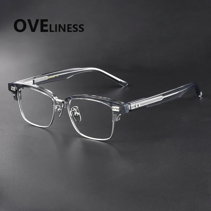 Oveliness Women's Full Rim Square Acetate Titanium Eyeglasses 369917