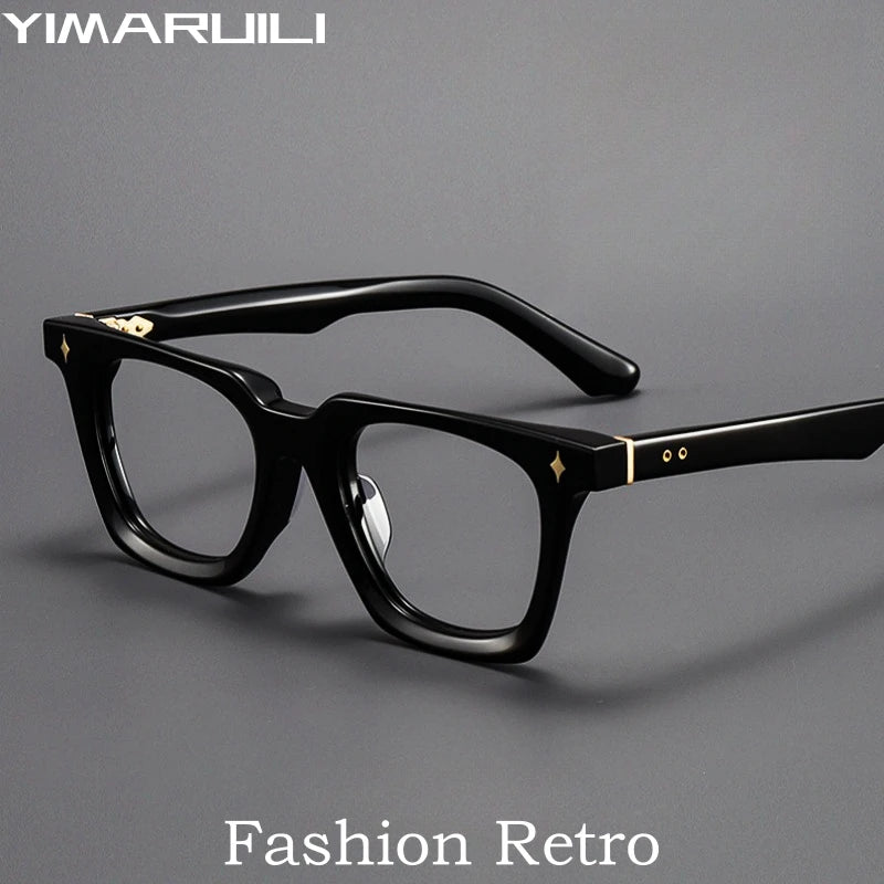 Yimaruili Unisex Full Rim Square Thick Acetate Eyeglasses Y55015 Full Rim Yimaruili Eyeglasses   