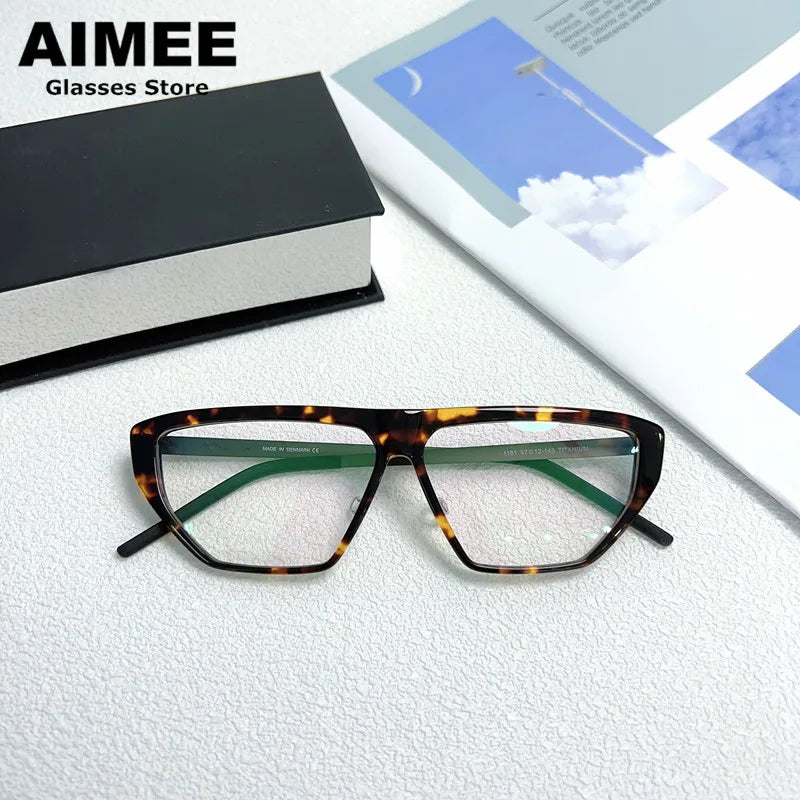 Aimee Unisex Full Rim Brow Line Square Titanium Eyeglasses 1181 Full Rim Aimee   