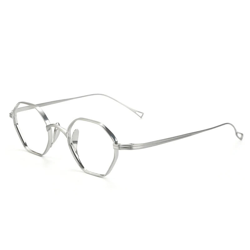 Aimee Unisex Full Rim Polygon Titanium Eyeglasses 2120 Full Rim Aimee Silver  