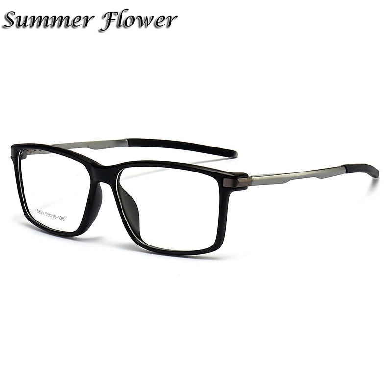 Summer Flower Unisex Full Rim Square Tr 90 Aluminum Eyeglasses 58514