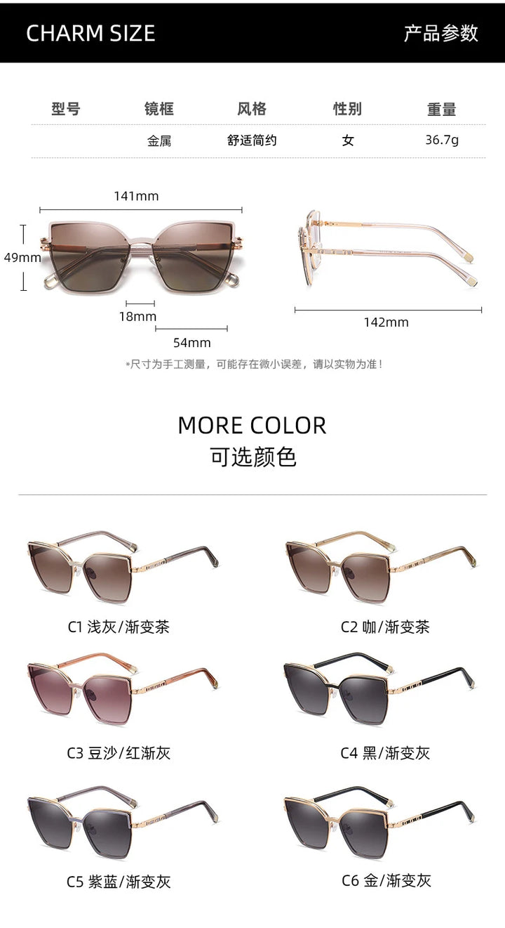 CCspace Women's Full Rim Cat Eye Alloy Reading Glasses Clip On Sunglasses 802583