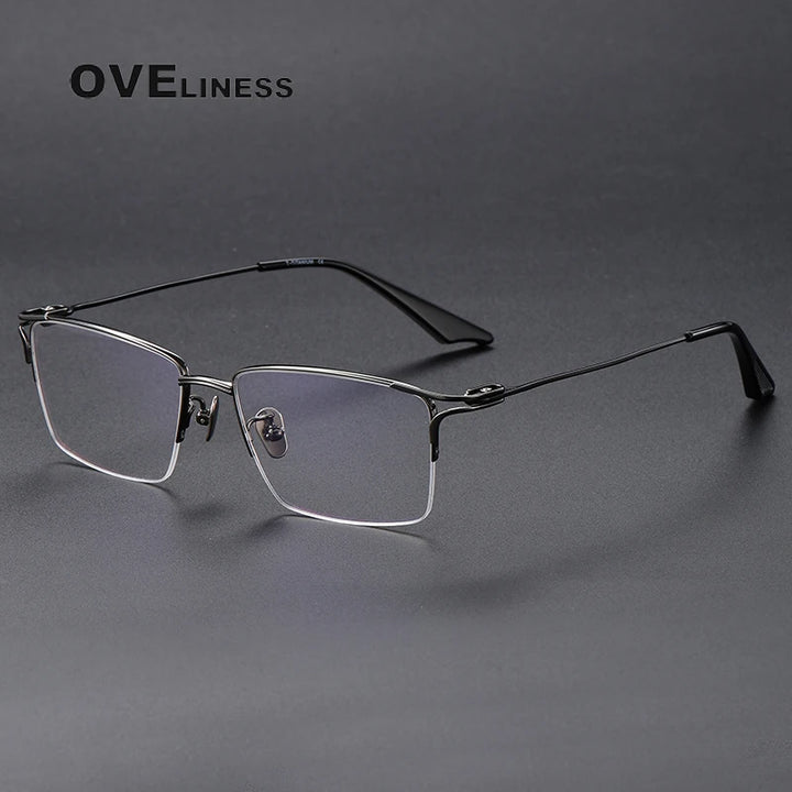 Oveliness Unisex Semi Rim Square Titanium Eyeglasses 8103 Semi Rim Oveliness gun  