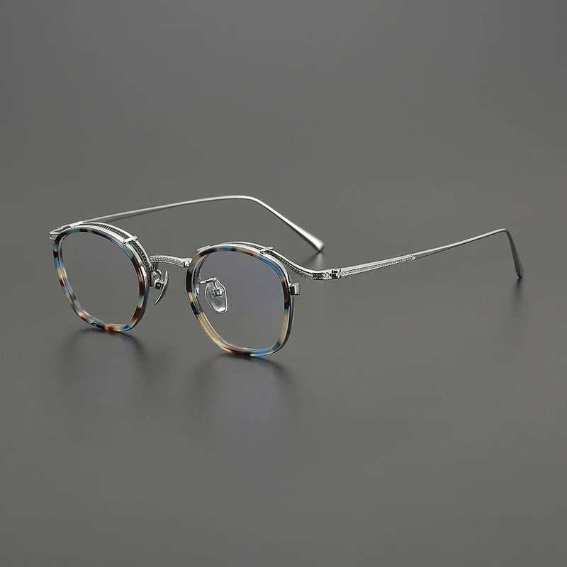 Gatenac Unisex Full Rim Square Acetate Titanium Eyeglasses G8018