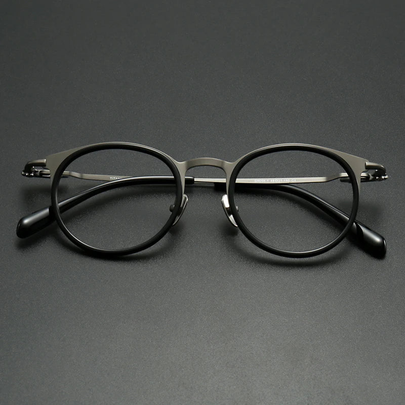 Muzz 0056D unisex round titanium acetate prescription eyeglasses — view 3
