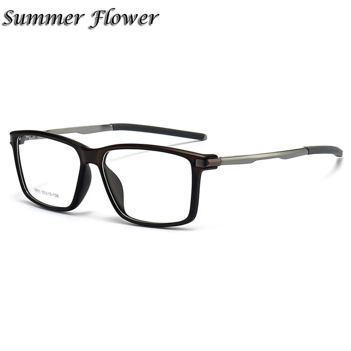 Summer Flower Unisex Full Rim Square Tr 90 Aluminum Eyeglasses 58514