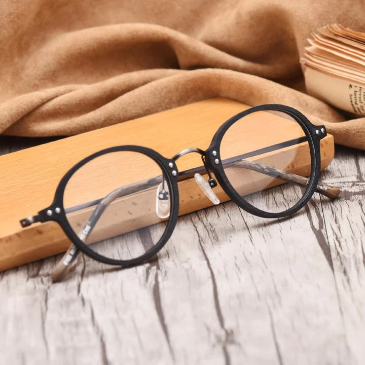 Hdcrafter Womens Full Rim Round Acetate Titanium Frames 810300 — view 1 | Hdcrafter Eyeglasses at FuzWeb