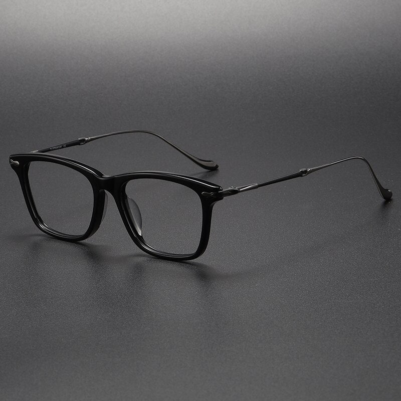 Oveliness Unisex Full Rim Square Acetate Titanium Eyeglasses M2049 Full Rim Oveliness black gun  