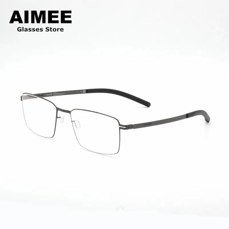 Aimee Unisex Full Rim Square Screwless Titanium Alloy Eyeglasses 13519 Full Rim Aimee   