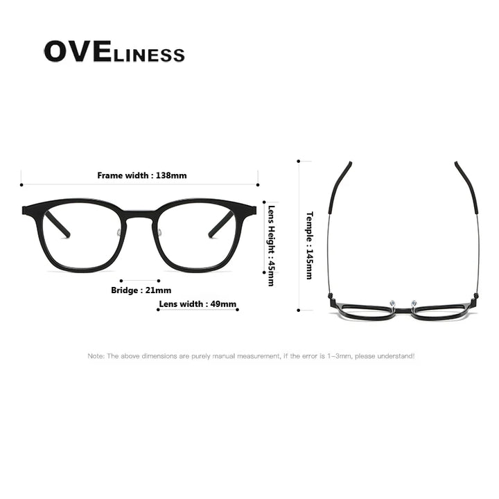 Oveliness Unisex Full Rim Square Titanium Screwless Eyeglasses 1051 Full Rim Oveliness   