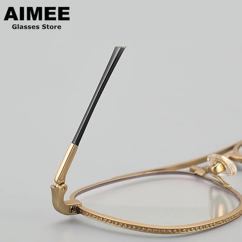 Aimee Unisex Full Rim Square Double Bridge Titanium Eyeglasses 5925 Full Rim Aimee   