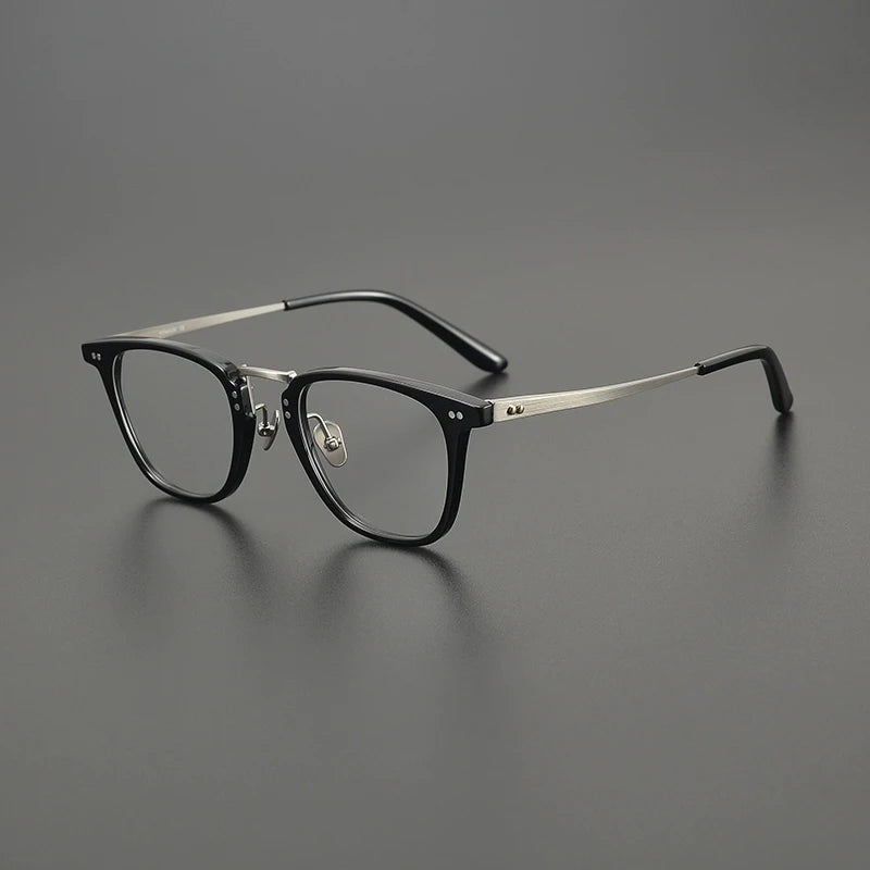 Gatenac Unisex Full Rim Square Acetate Titanium Eyeglasses G9072
