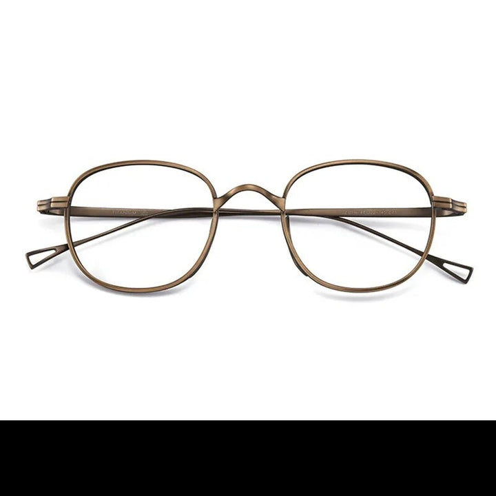 Yimaruili Unisex Full Rim Round Titanium Alloy Eyeglasses 8016 Full Rim Yimaruili Eyeglasses Bronze  