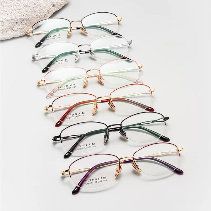 Vicky Women's Semi Rim Square Oval Alloy Reading Glasses 26017