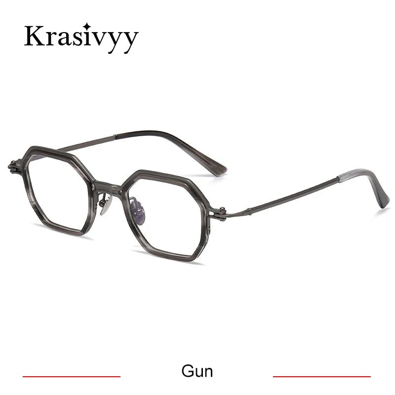 Krasivyy Unisex Full Rim Hexagon Titanium Acetate Eyeglasses 315871