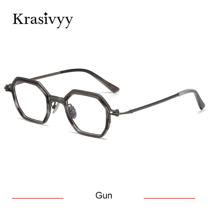 Krasivyy Unisex Full Rim Hexagon Titanium Acetate Eyeglasses 315871