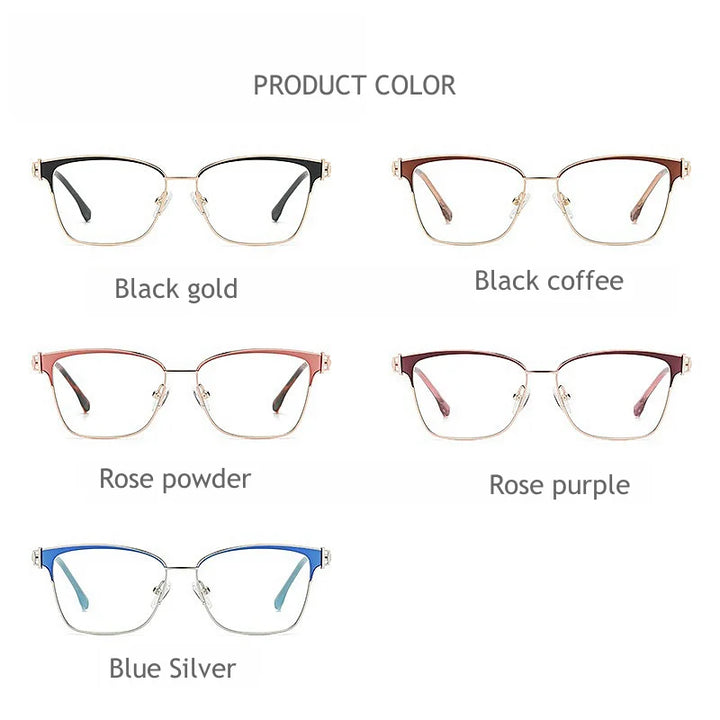 KatKani Women's Full Rim Square Alloy Acetate Eyeglasses Js8612 Full Rim KatKani Eyeglasses   