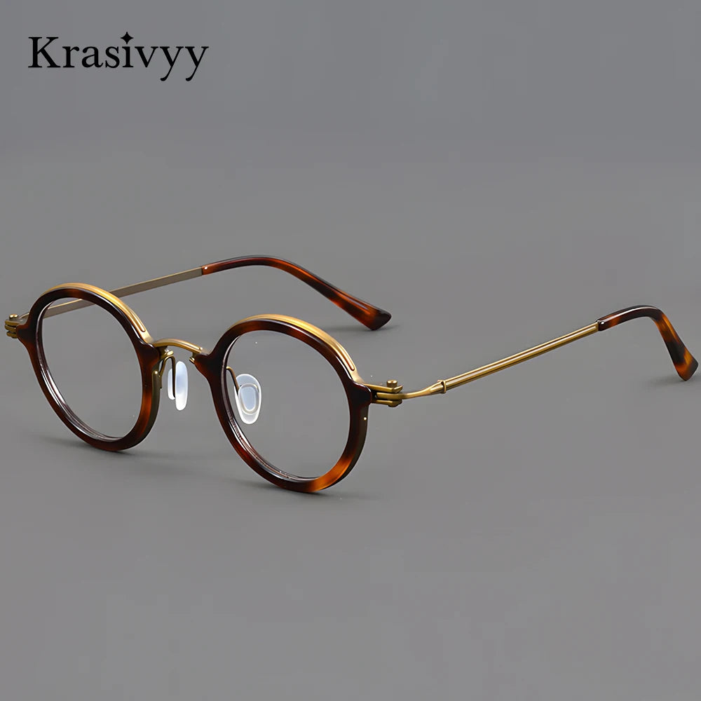 Krasivyy Women's Full Rim Round Titanium Acetate Eyeglasses 75899