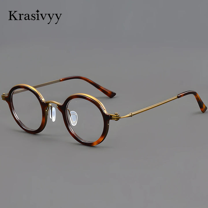 Krasivyy Women's Full Rim Round Titanium Acetate Eyeglasses 75899