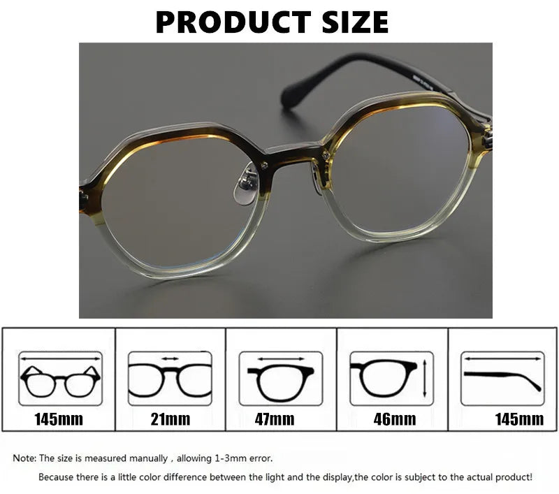 Aimee Unisex Full Rim Polygon Round Titanium Acetate Eyeglasses 691453