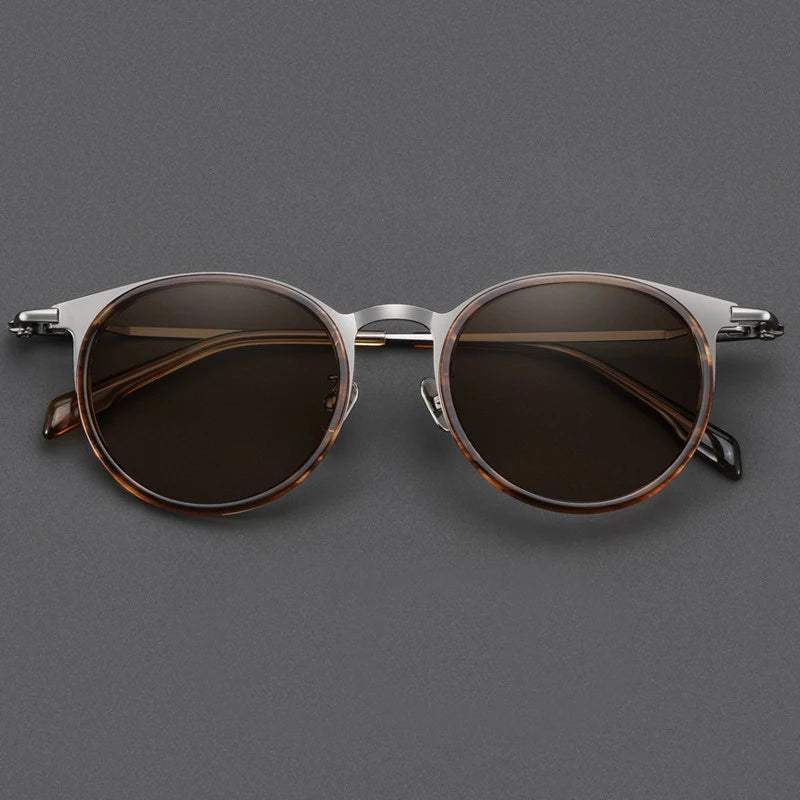 Black Mask Men Full Rim Round Titanium Polarized Sunglasses BM-0056