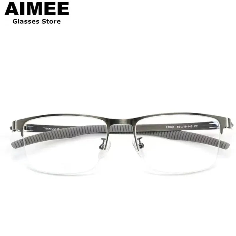 Aimee Unisex Semi Rim Square Titanium Silicone Sport Eyeglasses 481992 FuzWeb