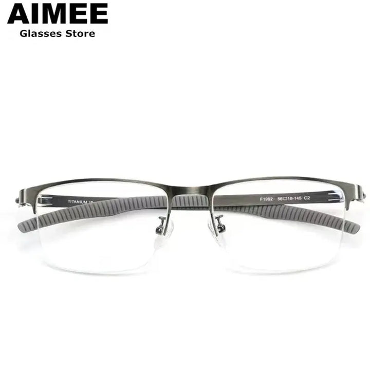 Aimee Unisex Semi Rim Square Titanium Silicone Sport Eyeglasses 481992 FuzWeb